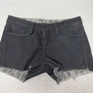 Bleulab Black White Dotted Frayed Hem Coated Reversible Denim Shorts Size 28
